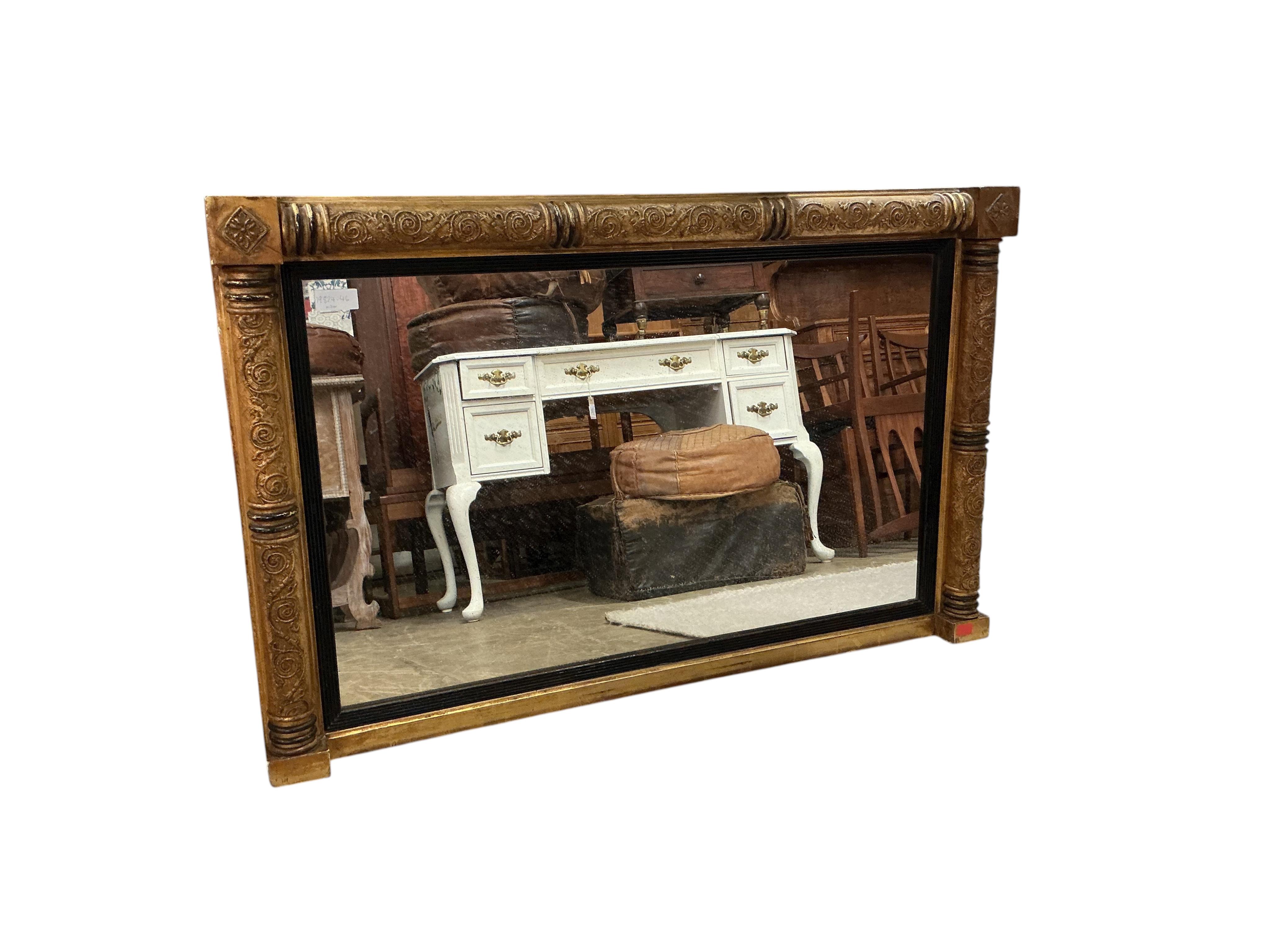 A William IV rectangular giltwood and composition overmantel mirror, width 115cm, height 74cm